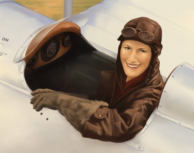 Nancy Bird Walton in cockpit