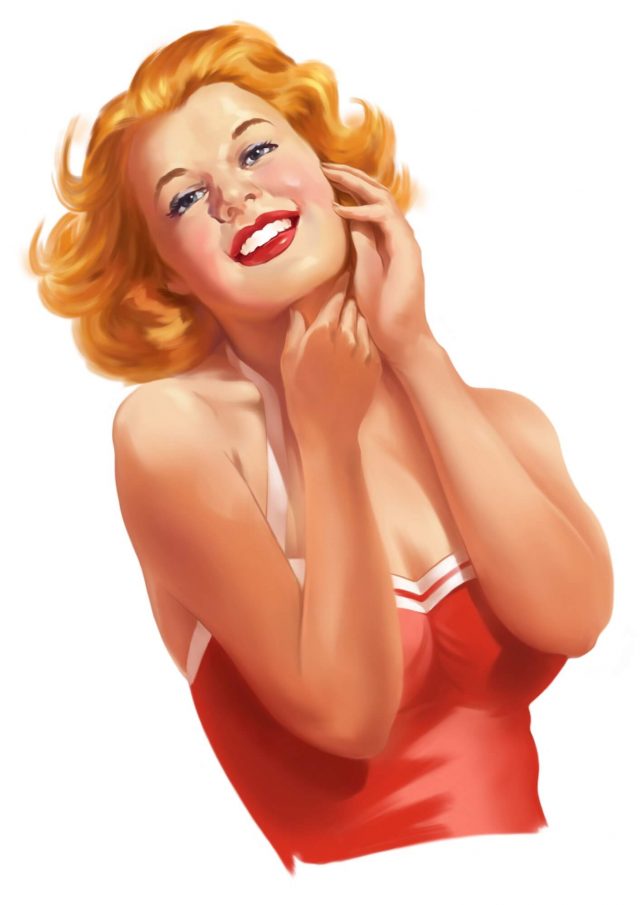 Red Swimsuit Pinup Girl