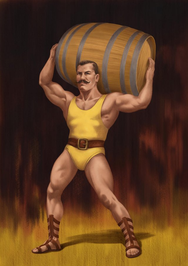 Vintage poster illustration of a Circus Strongman